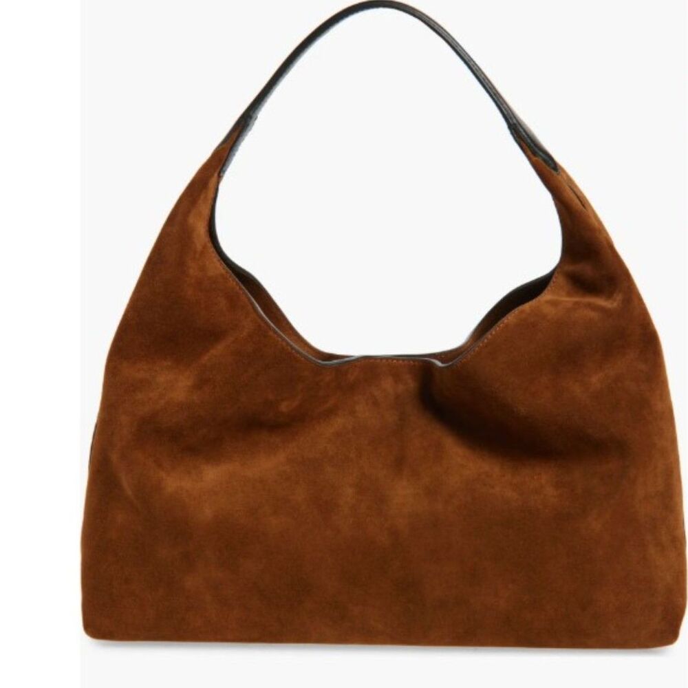 NWT Madewell Mylie Shoulder Bag 100% Italian Suede Brown Russet Slouchy Hobo